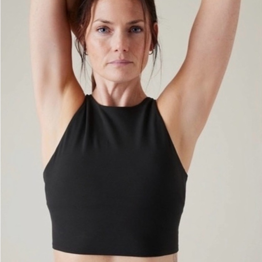 Athleta Black Longline Conscious Strappy Crop Bra